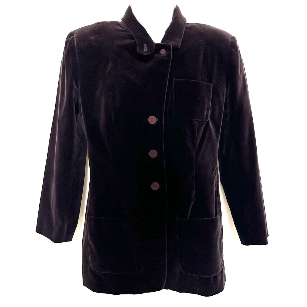 Vintage Worth Jacket Womens Size 4 Velvet Dark Plum Lined Made In USA